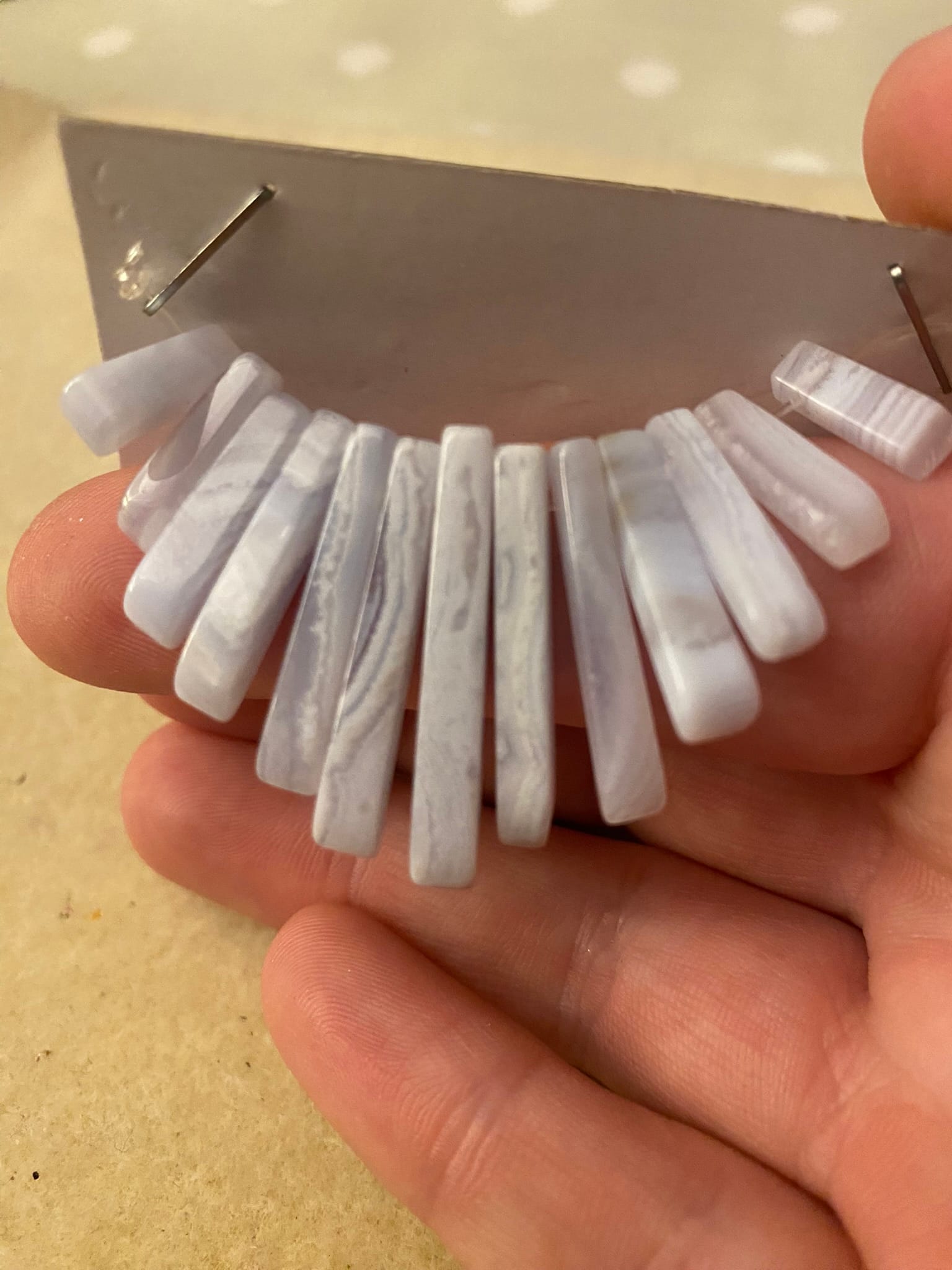 blue lace agate graduated fan