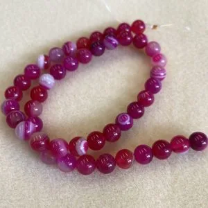 8mm round striped pink agate