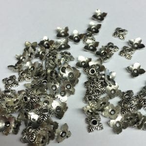 Bead Caps 4 leaf Antique Silver