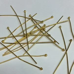 Head Pins Ball End Gold Plate 45mm