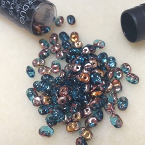 Superduo Aqua Capri Gold Beads