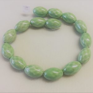 25mm Oval Ceramic Green Bead