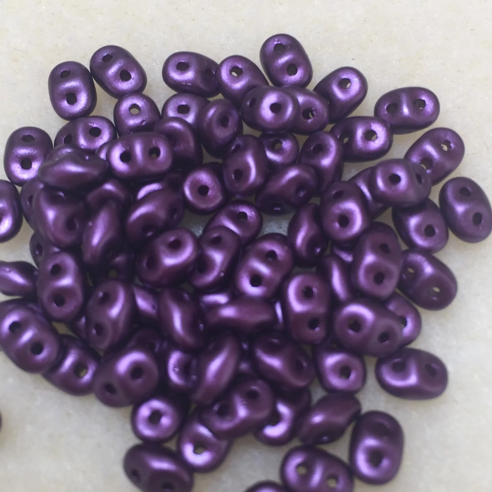 Superduo Pearl Coat Purple Beads
