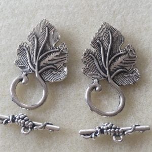 Toggle Vine Leaf Antique Silver