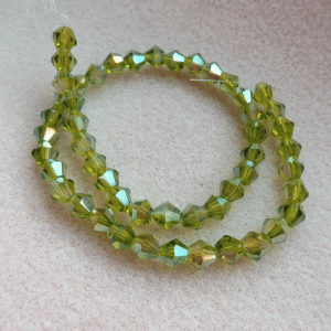 Bright Green Ab Bicone Faceted Glass 6mm