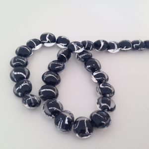 Black and Silver Lampwork Coin Beads
