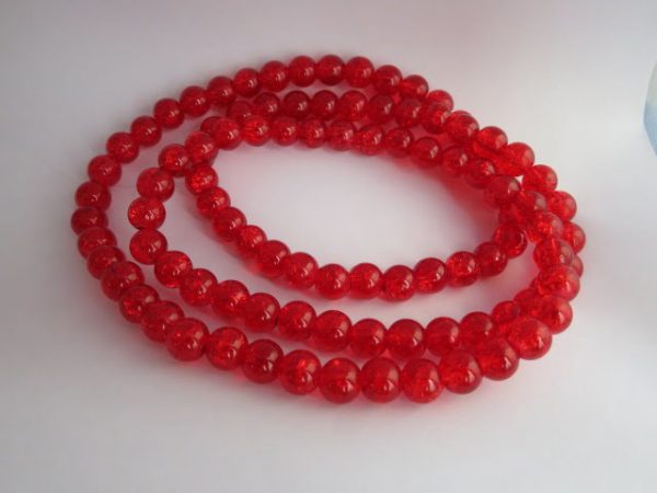 Red Crackle Glass Beads 8mm