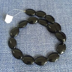 Flat Oval Black Beads 19mm