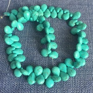 Turquoise Dyed Howlite Briolette Beads 14mm