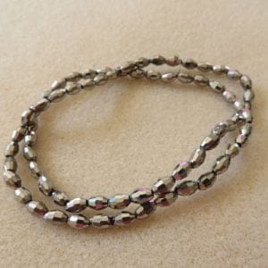 Silver Metallic Faceted Glass Ovals 6x4mm