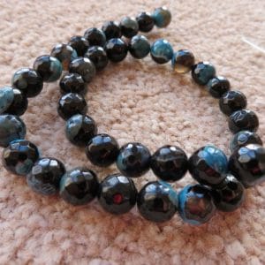 Agate Black & Teal 10mm