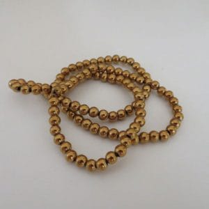 Hematite Gold Beads 4mm