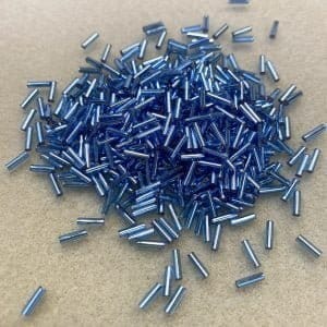 Silver lined Sapphire 6mm bugle beads