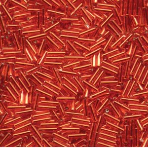 Miyuki Bugle Beads Red Foil Lined 15g