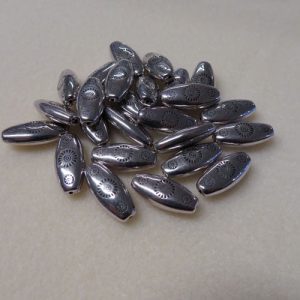 Acrylic Silver Long Ovals 21mm Spacer Beads