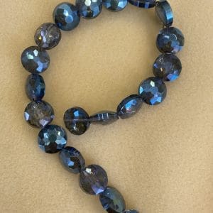 14mm faceted blue coin