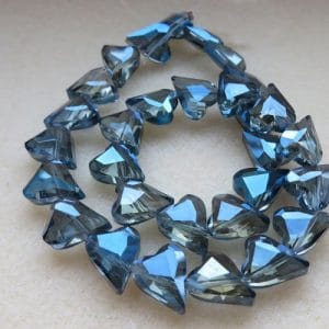 30 Blue AB Heart Beads 12mm