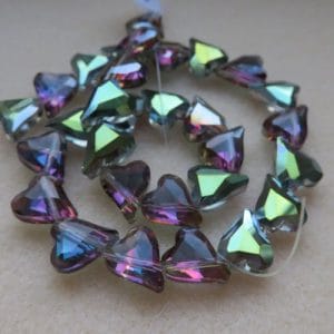 30 Purple AB Heart Beads 12mm