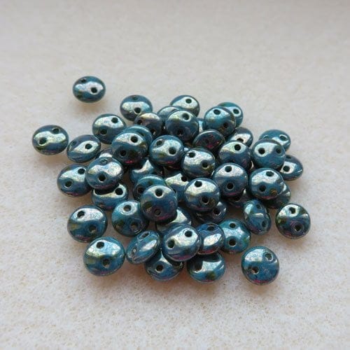 Trans Gold Turquoise Lentil two hole beads