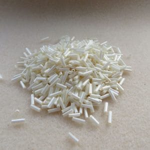 Opaque Cream Bugle Beads 7mm
