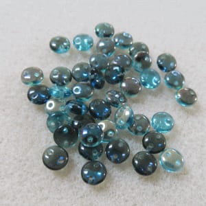 Twilight Aqua Lentil Two Hole Beads