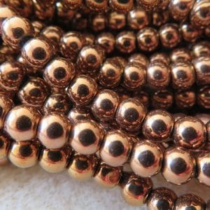 Metallic Copper Glass Round Beads 4mm