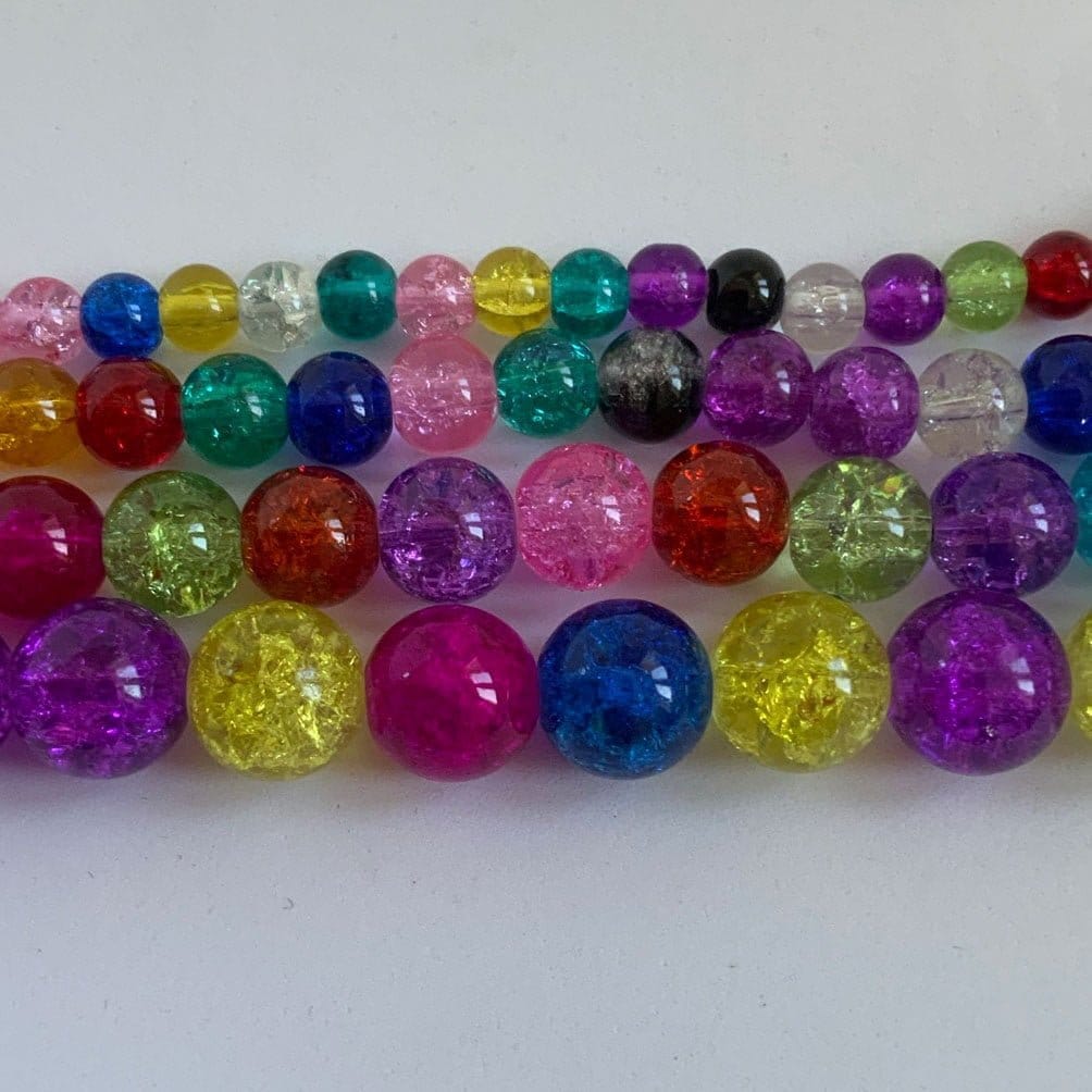 thumbnail image 2 of Fun Mix Of 50 Or 100 Crackle Glass Beads For Jewelry Making – 6mm Round Spacers 2 of 6