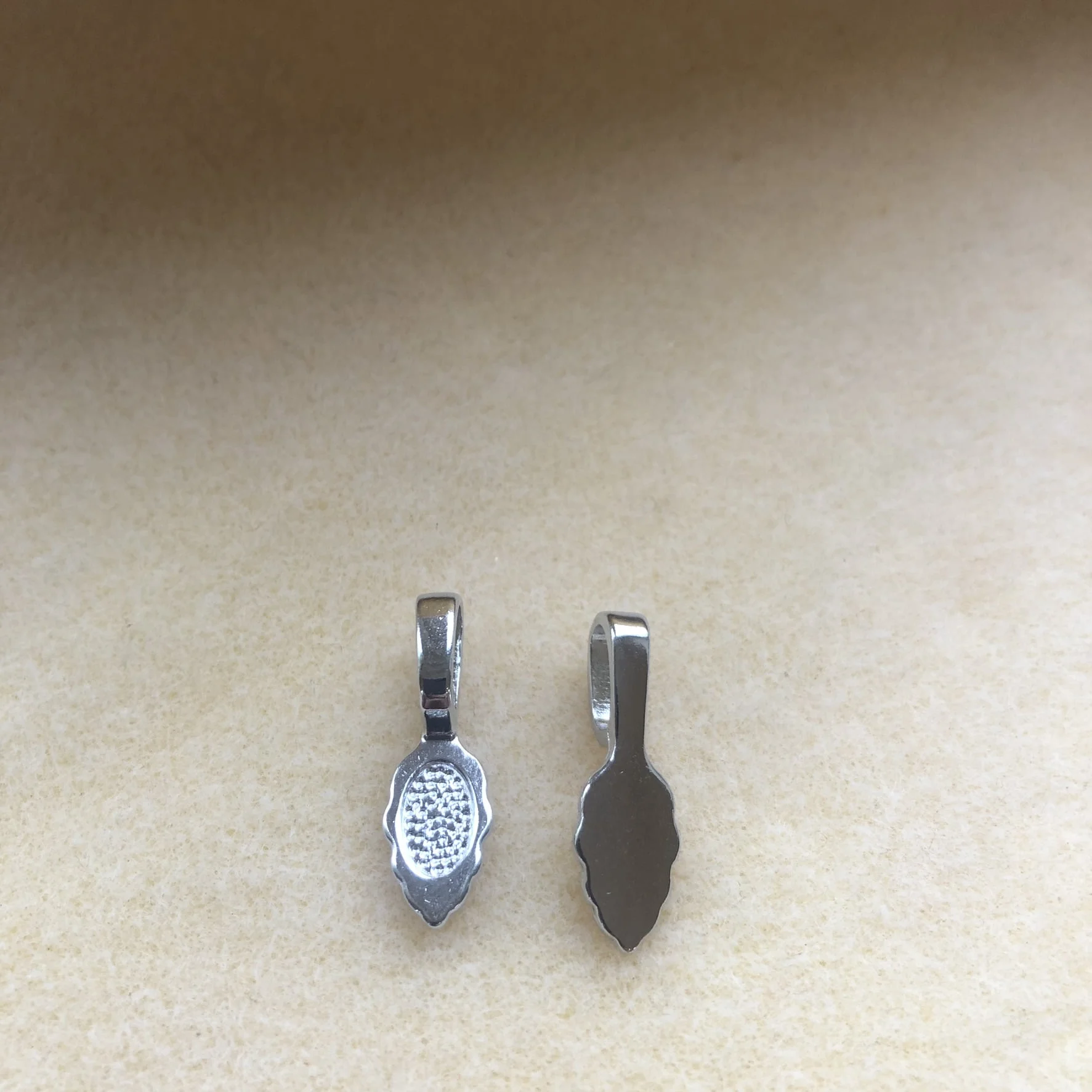 Silver tone Glue on bails