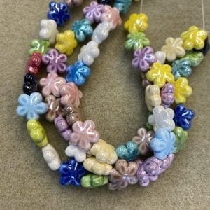 12mm ceramic mixed colour flowers