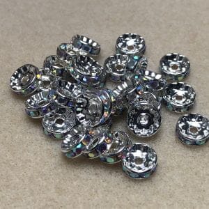 10mm AB rhinestone rondelles silver plated