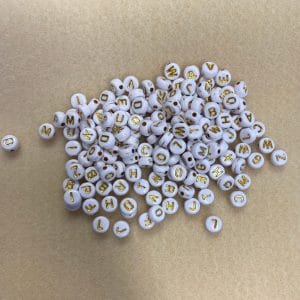 Acrylic Alphabet Beads with Gold Letters