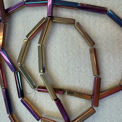 Hot Pink Electroplated Rectangles 20 x 4mm